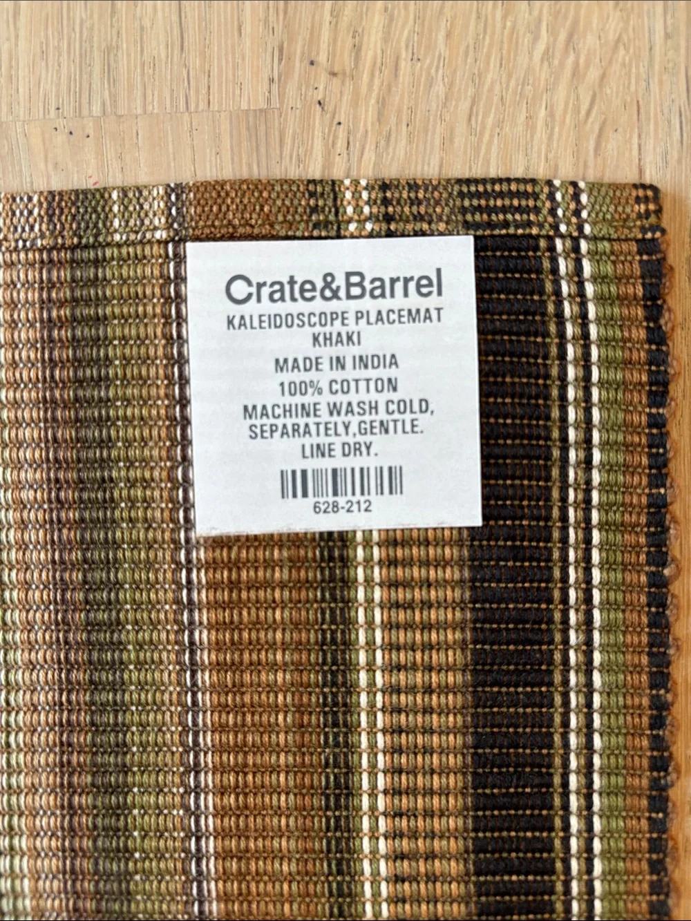NIP Placemats Crate & Barrel | Set of 6 | Pattern: Kaleidoscope | Khaki
